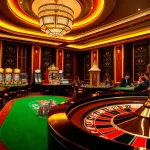 Experience the thrill of gambling at nhà cái 888b with players enjoying casino games and vibrant slot machines.