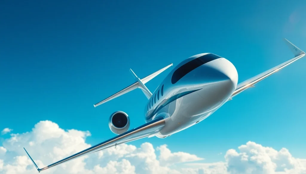 Experience luxury in the skies with fly 88's modern jet soaring through a bright blue sky.