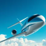 Experience luxury in the skies with fly 88's modern jet soaring through a bright blue sky.