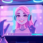 Engaging interface of a free AI sex chat with a playful female chatbot character, reflecting a vibrant and inviting atmosphere.