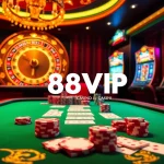 Players enjoy a thrilling moment at the 68VIP casino table, showcasing vibrant poker chips and exciting game action.