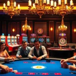 Experience the thrill of casino français crypto with players enjoying poker in a luxurious casino setting.
