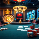 Des joueurs expérimentés profitant d'un jeu captivant dans un casino en ligne français avec des tables vibrantes et des machines à sous.